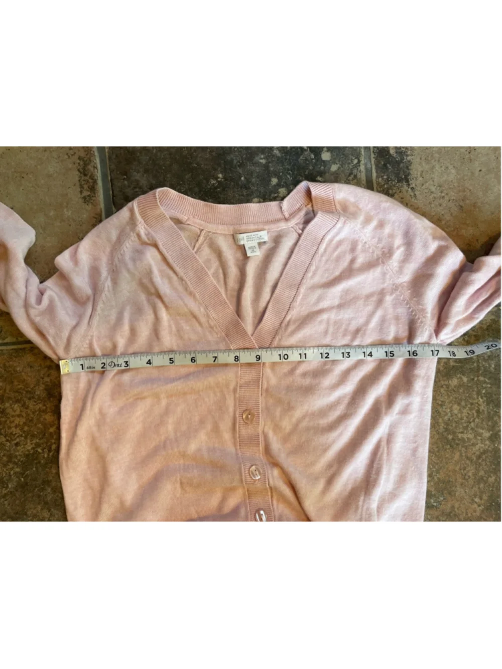 J Jill Organic Cotton Blend V-Neck Cardigan Women's Small Light Pink Button Up